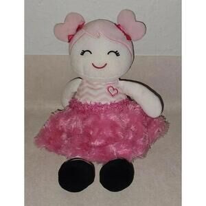 Baby Starters Pink Girl 12” Plush Chevron Zig Zag & Fur Swirl Skirt Doll Toy